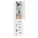 Credenza 34,5x34x180 cm in Legno Multistrato Bianco Lucido