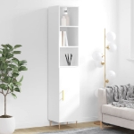 Credenza 34,5x34x180 cm in Legno Multistrato Bianco Lucido