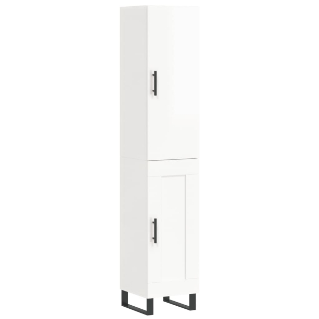 Credenza 34,5x34x180 cm in Legno Multistrato Bianco Lucido