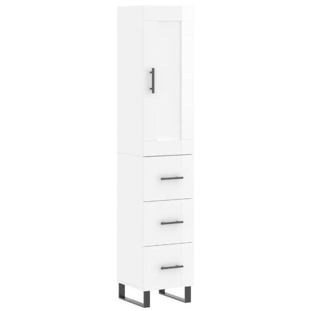 Credenza 34,5x34x180 cm in Legno Multistrato Bianco Lucido