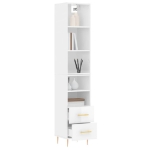 Credenza 34,5x34x180 cm in Legno Multistrato Bianco Lucido