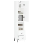 Credenza 34,5x34x180 cm in Legno Multistrato Bianco Lucido