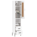 Credenza 34,5x34x180 cm in Legno Multistrato Bianco Lucido