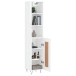 Credenza 34,5x34x180 cm in Legno Multistrato Bianco Lucido