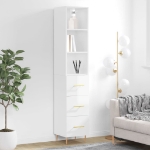 Credenza 34,5x34x180 cm in Legno Multistrato Bianco Lucido