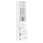 Credenza 34,5x34x180 cm in Legno Multistrato Bianco Lucido