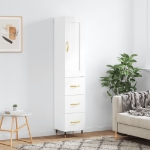 Credenza 34,5x34x180 cm in Legno Multistrato Bianco Lucido