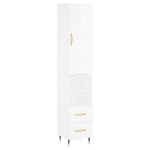 Credenza 34,5x34x180 cm in Legno Multistrato Bianco Lucido