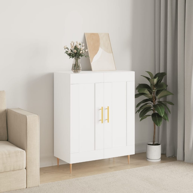 Credenza 69,5x34x90 cm in Legno Multistrato Bianco Lucido