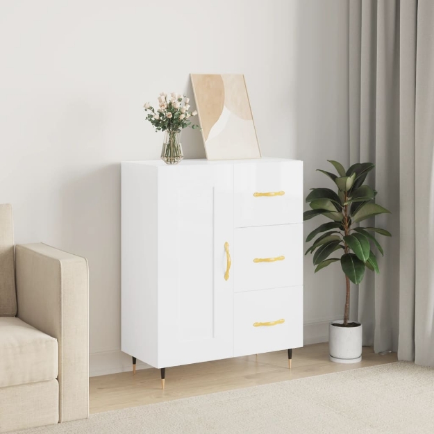 Credenza 69,5x34x90 cm in Legno Multistrato Bianco Lucido