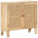 Credenza 80x30x73 cm Legno Massello di Mango e Canna Naturale