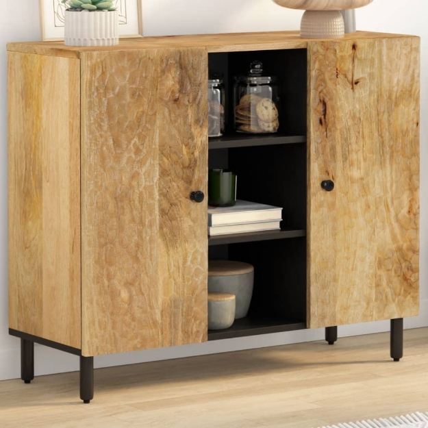 Credenza 90x33x75 cm in Legno Massello di Mango