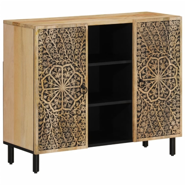 Credenza 90x33x75 cm in Legno Massello di Mango