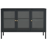 Credenza Antracite 105x35x70 cm in Acciaio e Vetro