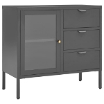 Credenza Antracite 75x35x70 cm in Acciaio e Vetro Temperato