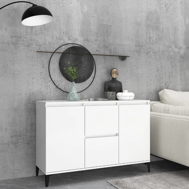 Credenza Bianca 104x35x70 cm in Legno Multistrato