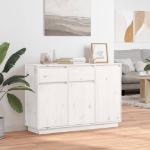 Credenza Bianca 110x34x75 cm in Legno Massello di Pino