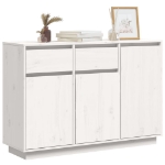 Credenza Bianca 110x34x75 cm in Legno Massello di Pino