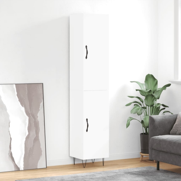 Credenza Bianca 34,5x34x180 cm in Legno Multistrato