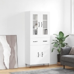 Credenza Bianca 69,5x34x180 cm in Legno Multistrato