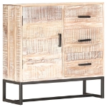 Credenza Bianca 73x30x75 cm in Legno Massello di Acacia