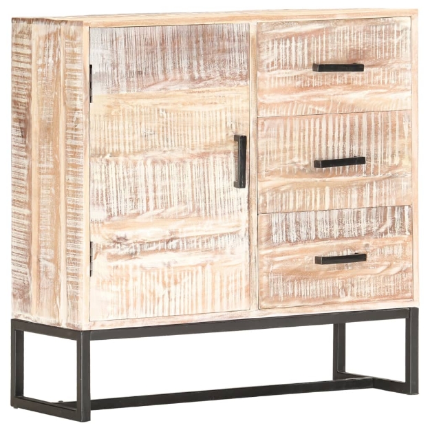 Credenza Bianca 73x30x75 cm in Legno Massello di Acacia