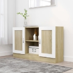 Credenza Bianca e Rovere Sonoma 120x30,5x70cm Legno Multistrato