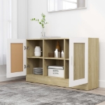 Credenza Bianca e Rovere Sonoma 120x30,5x70cm Legno Multistrato