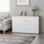 Credenza Bianca e Rovere Sonoma 120x35,5x75cm Legno Multistrato