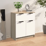 Credenza Bianca e Rovere Sonoma 60x30x70cm in Legno Multistrato