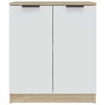 Credenza Bianca e Rovere Sonoma 60x30x70cm in Legno Multistrato