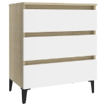 Credenza Bianca e Rovere Sonoma 60x35x69cm in Legno Multistrato