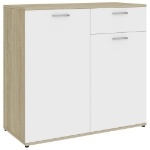 Credenza Bianca e Rovere Sonoma 80x36x75cm in Legno Multistrato