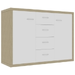 Credenza Bianca e Rovere Sonoma 88x30x65cm in Legno Multistrato