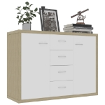 Credenza Bianca e Rovere Sonoma 88x30x65cm in Legno Multistrato