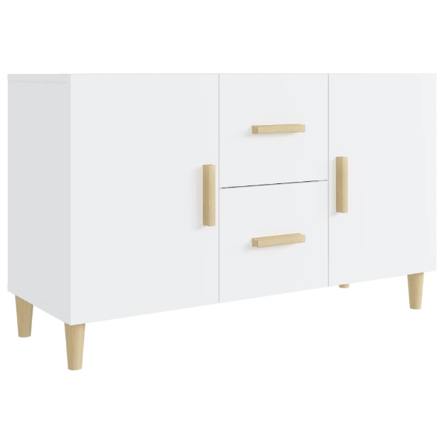 Credenza Bianco Lucido 100x36x60 cm in Legno Multistrato