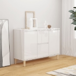 Credenza Bianco Lucido 103,5x35x70 cm in Legno Multistrato