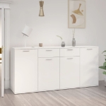 Credenza Bianco Lucido 160x36x75 cm in Legno Multistrato