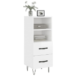 Credenza Bianco Lucido 34,5x34x90 cm in Legno Multistrato