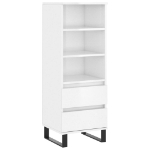 Credenza Bianco Lucido 40x36x110 cm in Legno Multistrato