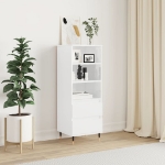 Credenza Bianco Lucido 40x36x110 cm in Legno Multistrato