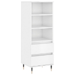 Credenza Bianco Lucido 40x36x110 cm in Legno Multistrato