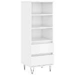 Credenza Bianco Lucido 40x36x110 cm in Legno Multistrato