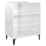 Credenza Bianco Lucido 57x35x70 cm in Legno Multistrato