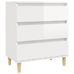 Credenza Bianco Lucido 60x35x70 cm in Legno Multistrato