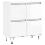 Credenza Bianco Lucido 60x35x70 cm in Legno Multistrato