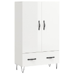 Credenza Bianco Lucido 69,5x31x115 cm in Legno Multistrato