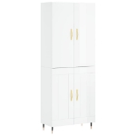 Credenza Bianco Lucido 69,5x34x180 cm in Legno Multistrato