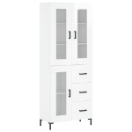 Credenza Bianco Lucido 69,5x34x180 cm in Legno Multistrato