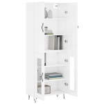 Credenza Bianco Lucido 69,5x34x180 cm in Legno Multistrato